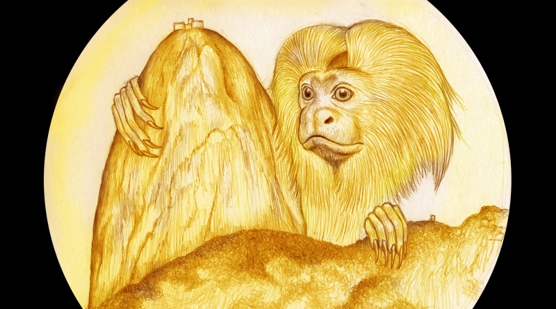 medalha com mico leão dourado
