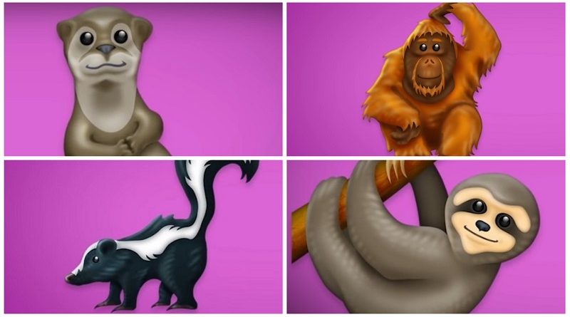 Preguiça, lontra, gambá e orangotango estão entre novos emojis de 2019