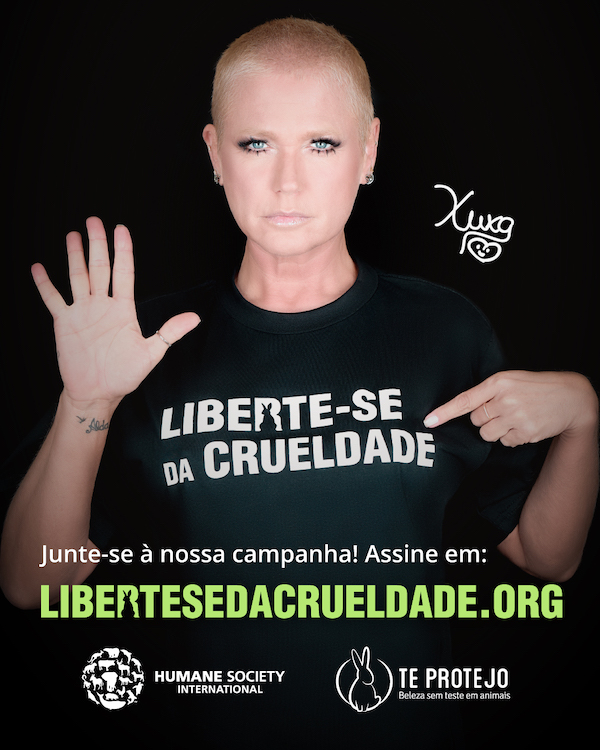 #LiberteSeDaCrueldade: Xuxa, modelos e influenciadores se unem pela proibição de testes de cosméticos em animais