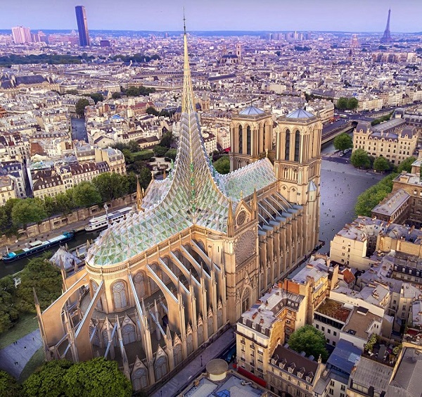 Notre-Dame ganha projeto de reconstrução com horta e geração de energia solar na telhado