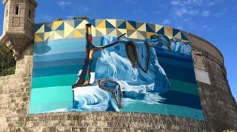 Em novo mural, Kobra faz releitura de obra de Salvador Dalí como alerta ao aquecimento global