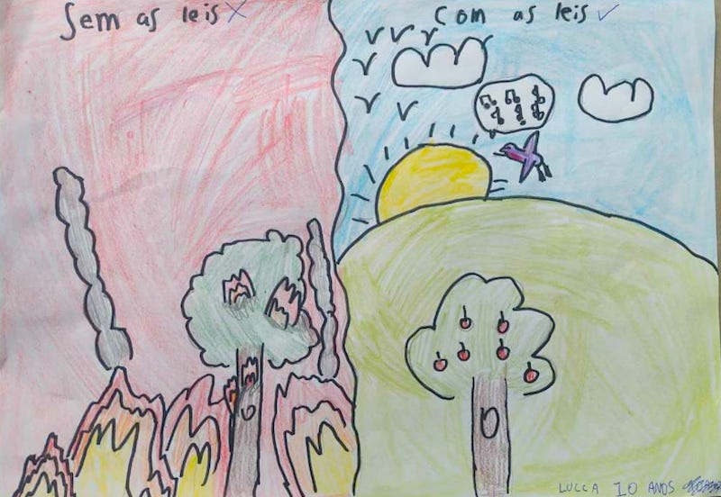 Por carta ou desenho, mais de 100 crianças pedem aos ministros do STF que as protejam no mega julgamento ambiental de 30/3