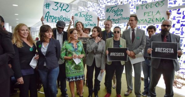artistas entregam 1,5 milhão de assinaturas pela Amazônia no Congresso