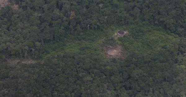 Malocas de aldeias Yanomamis na região do Surucucu, dentro da Terra Indígena Yanomami, Oeste de Roraima, avistadas em sobrevoo da Força Aéra Brasileira para lançamendo de suprimentos em ajuda humanitária.